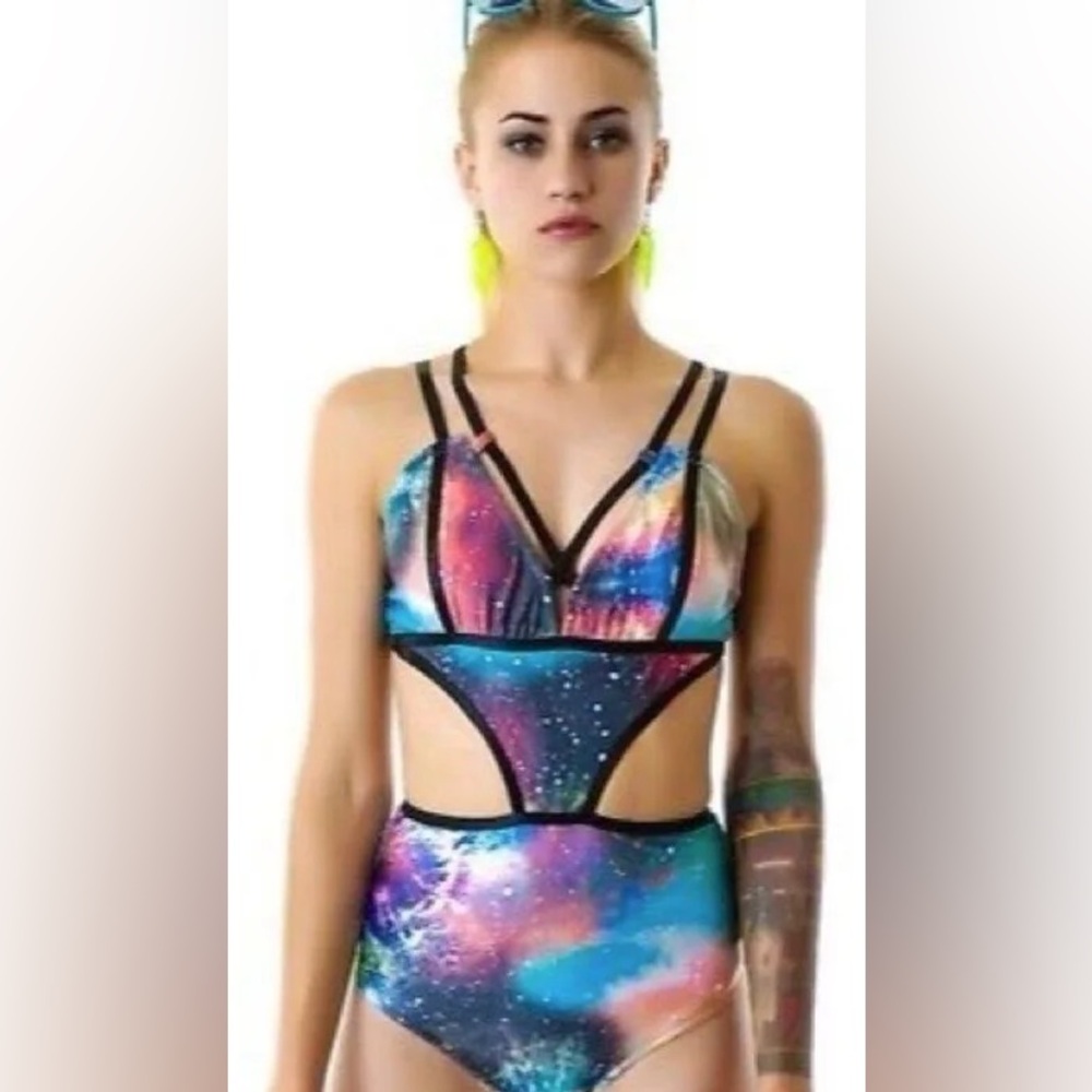 UNIF Strappy Multicolor Galaxy Swimsuit/Bodysuit Size XS